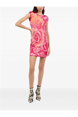 Mini Dress With Garden Rose Print ROBERTO CAVALLI | UKM102MI01102500